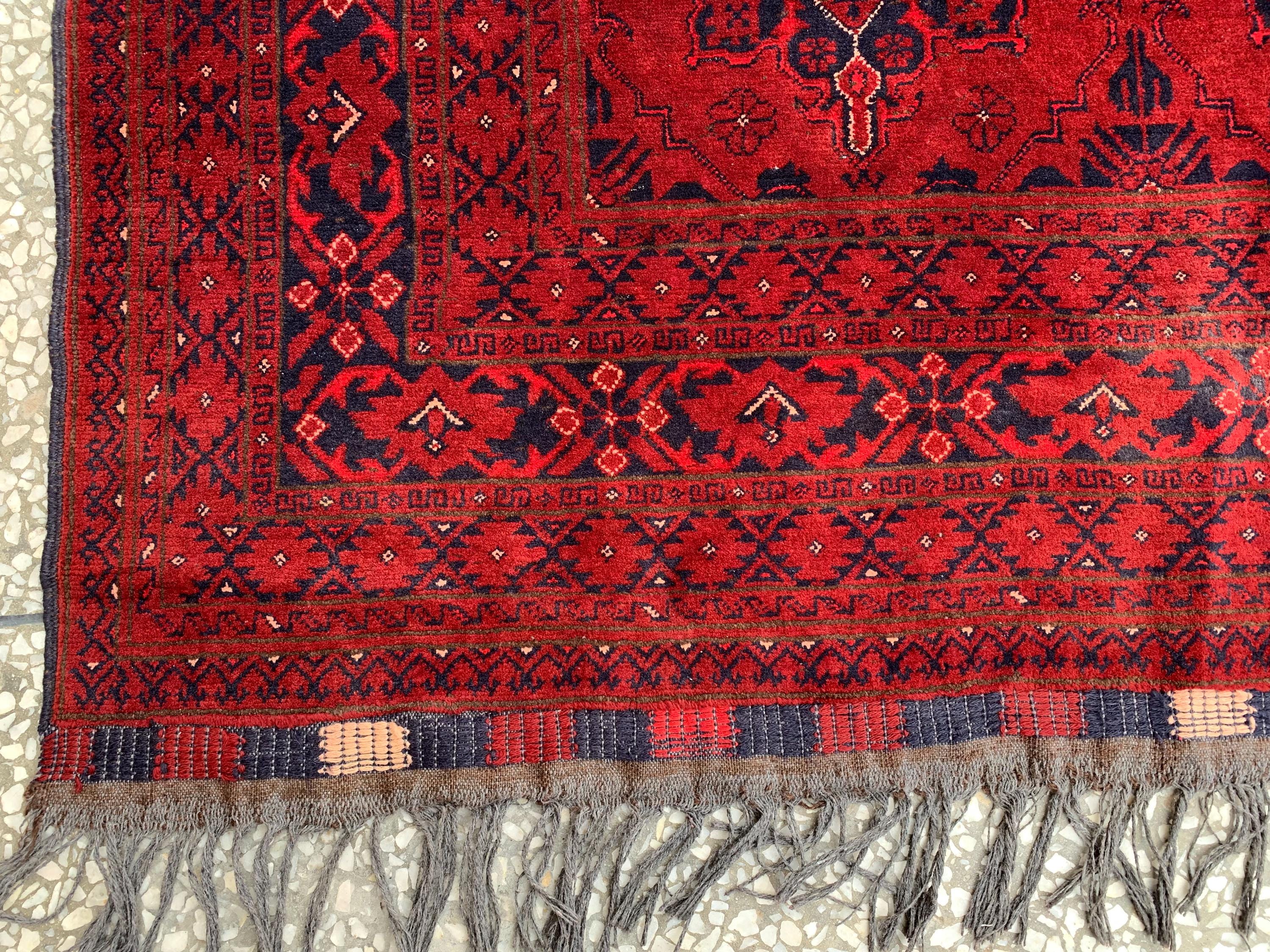 Vintage Khal Mohammadi Rug 7x10ft – Handwoven Afghan Wool Rug | Rustic Farmhouse Decor | Warm Red Persian Tribal Carpet 303x199cm