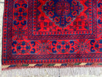 Modern 3x10ft Rug, Bukhara Runner Rug – Turkmen Hand-Knotted Wool Hallway Rug | Minimalist Afghan Runner | Red Geometric Carpet 300x79cm