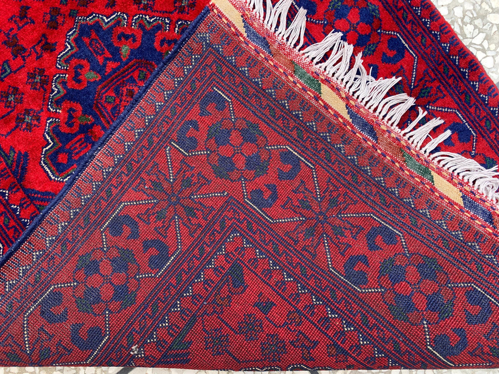 Modern 3x10ft Rug, Bukhara Runner Rug – Turkmen Hand-Knotted Wool Hallway Rug | Minimalist Afghan Runner | Red Geometric Carpet 300x79cm