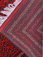 Large Mowri Gul Rug 9.6x6.6ft – Turkmen HandKnotted Afghan Wool Rug |Red Tribal Persian Carpet| Oriental Geometric Area Rug, living room Rug