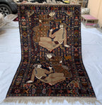 Laila Majnu Pictorial Rug – 4x7ft, Antique Handwoven Persian Carpet, Classic Design, Traditional Area Rug, Fine Wool, Decorative Home Accent