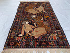 Laila Majnu Pictorial Rug – 4x7ft, Antique Handwoven Persian Carpet, Classic Design, Traditional Area Rug, Fine Wool, Decorative Home Accent