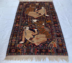 Laila Majnu Pictorial Rug – 4x7ft, Antique Handwoven Persian Carpet, Classic Design, Traditional Area Rug, Fine Wool, Decorative Home Accent