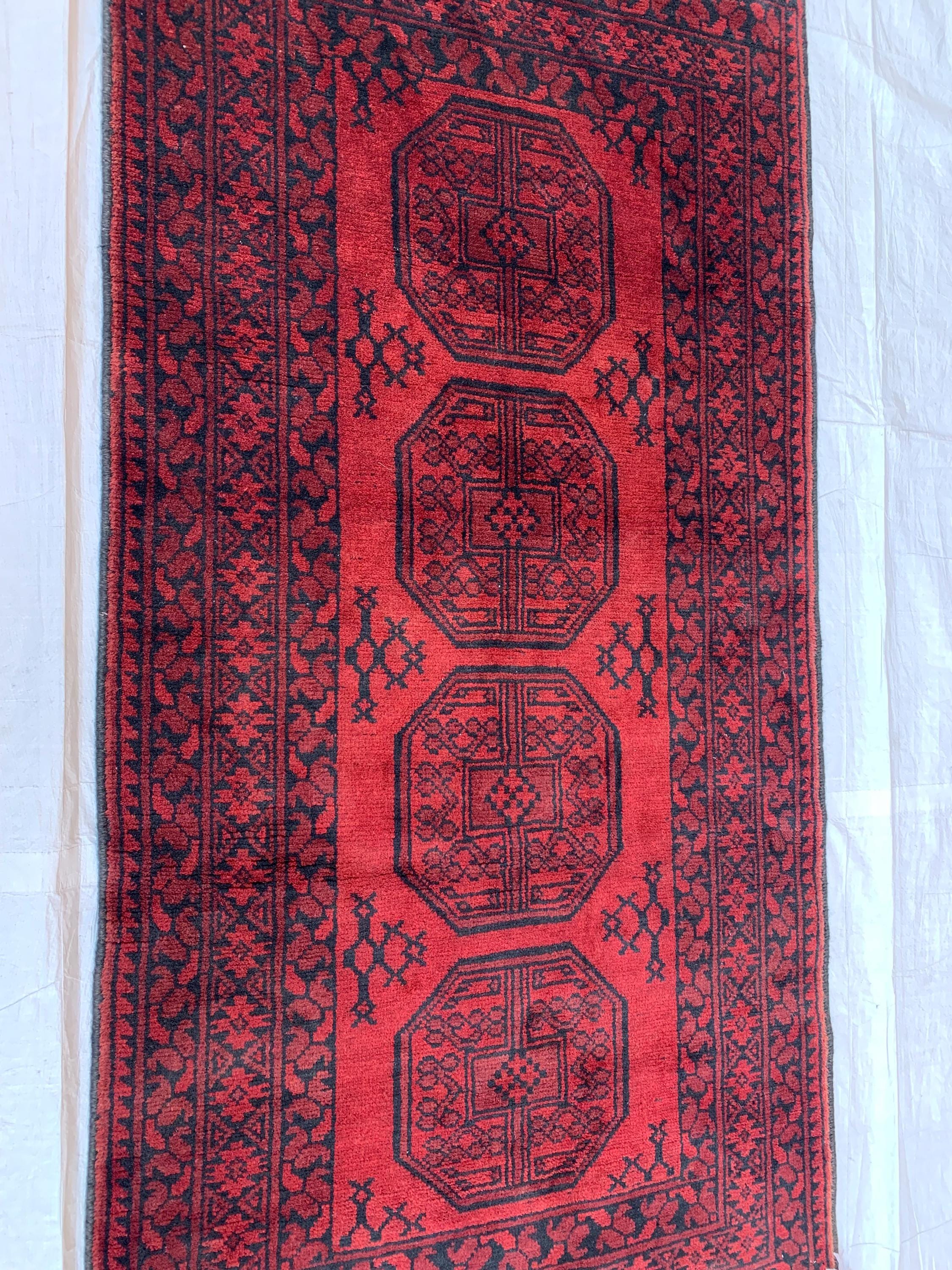 Collectible Rug Vintage 3x7Ft, Elephant Footprint Rug – Handwoven Tribal Area Rug, Boho Decor, Distressed Oriental Carpet, Hallway Runner