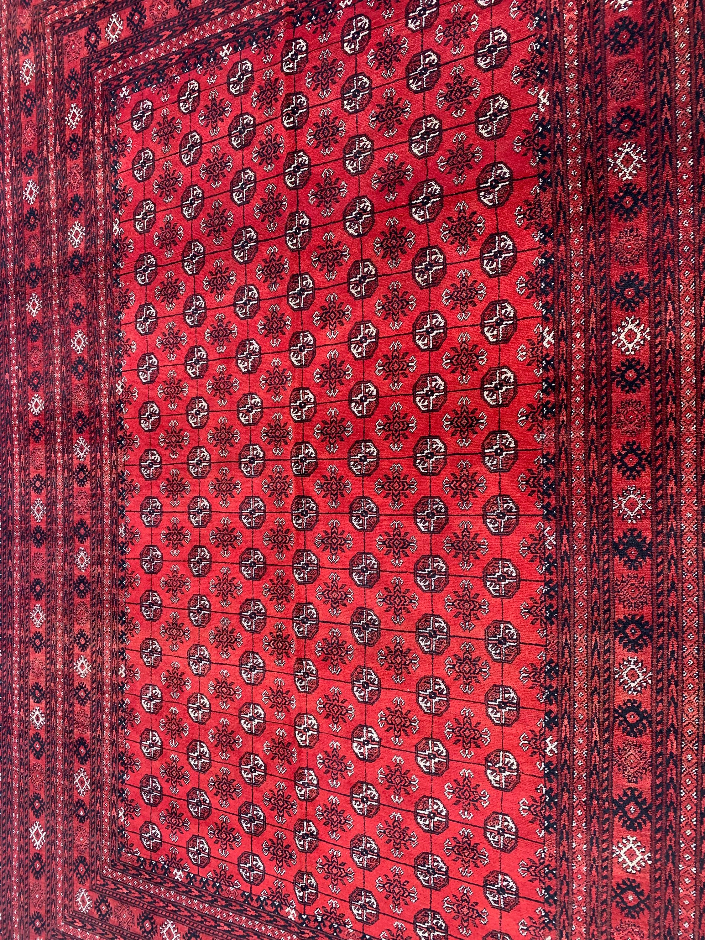 Vintage Mori Gul Rug 9.7x6.5 Ft – For Lovers of Old Rugs, Handwoven Afghan Wool Carpet, Tribal Bokhara Red Area Rug, Oriental Boho Decor