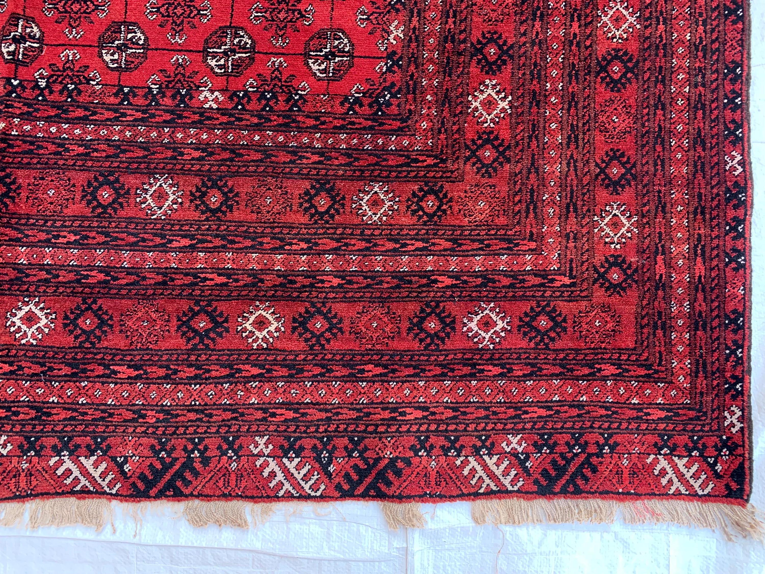 Vintage Mori Gul Rug 9.7x6.5 Ft – For Lovers of Old Rugs, Handwoven Afghan Wool Carpet, Tribal Bokhara Red Area Rug, Oriental Boho Decor