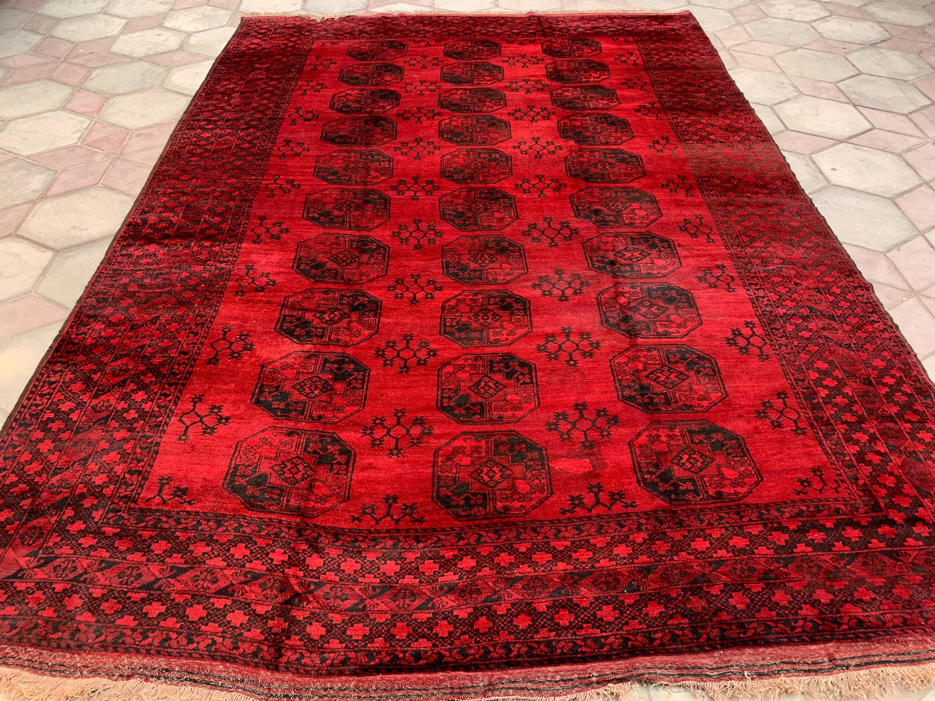 Antique 100-Year-Old Elephant Footprint Rug 16.7x11.7 Ft – Oversized Handwoven Tribal Wool Carpet, Vintage Oriental Rug, Collector's Piece
