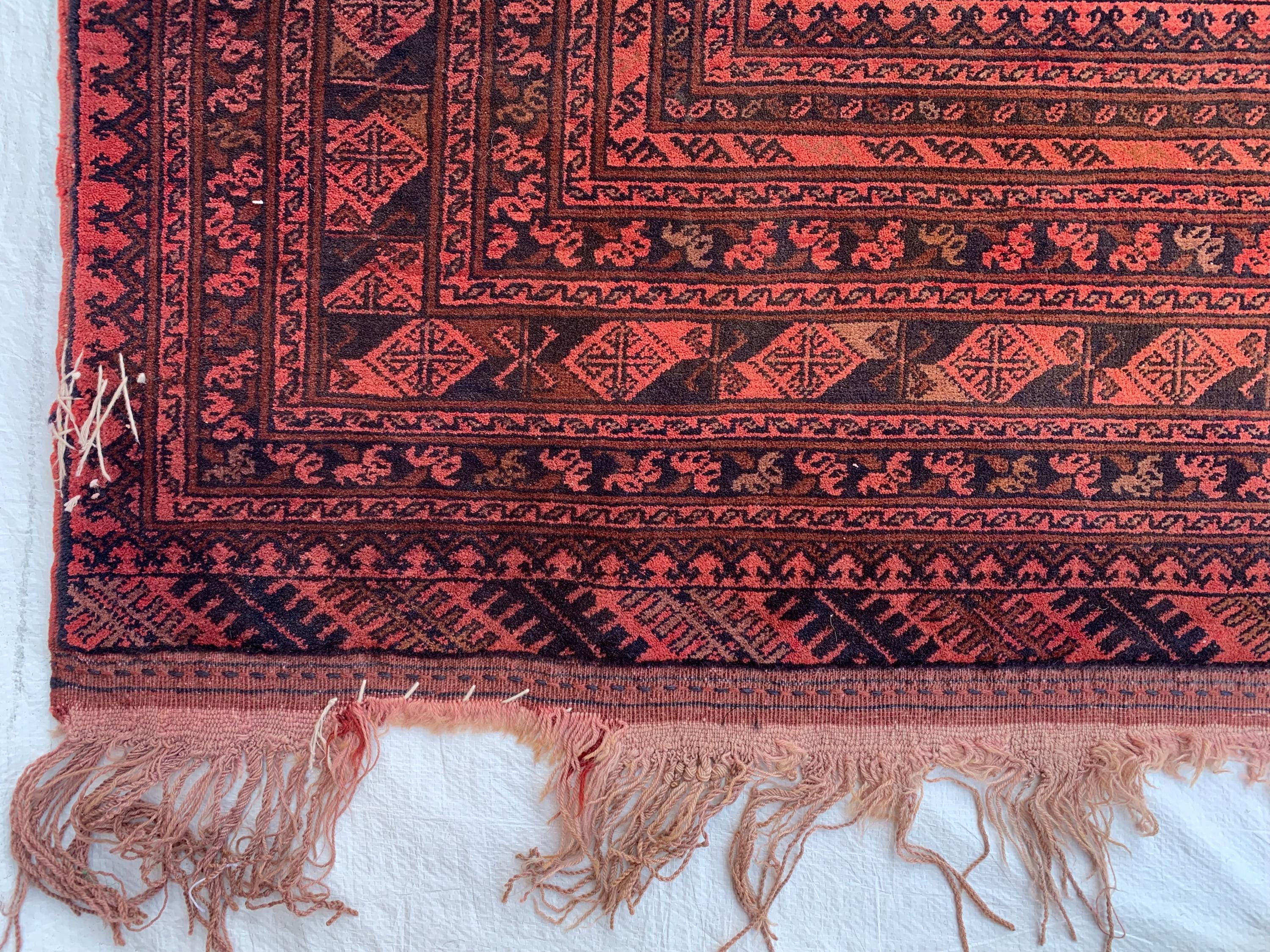 Antique Elephant Footprint Rug – 8.4x6.8 ft Handwoven Afghan Tribal Carpet, Rare Collector's Piece, Vintage Wool Oriental Rug 250x200cm