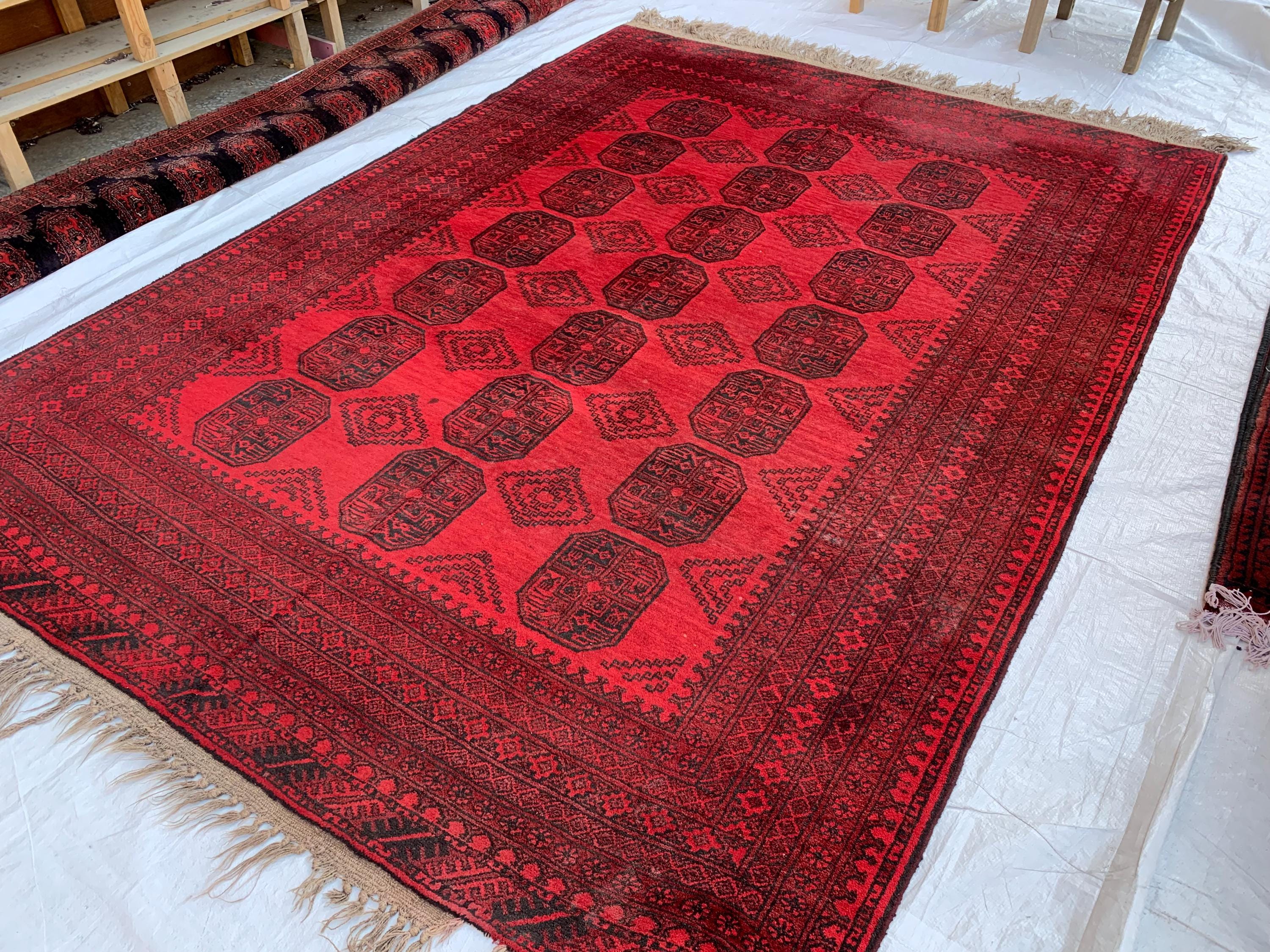 Rare Collector's Piece, Antique Elephant Footprint Rug – 6.9x9.3ft Handwoven Afghan Tribal Carpet, Vintage Wool Oriental Rug 280x204cm
