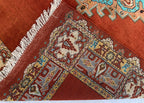 Antique 4.6x6 ft Rusty Red Wool & Silk Rug–Handmade Persian Carpet – One-of-a-Kind Distressed Boho Rug– Non-Slip Luxurious Collector’s Piece