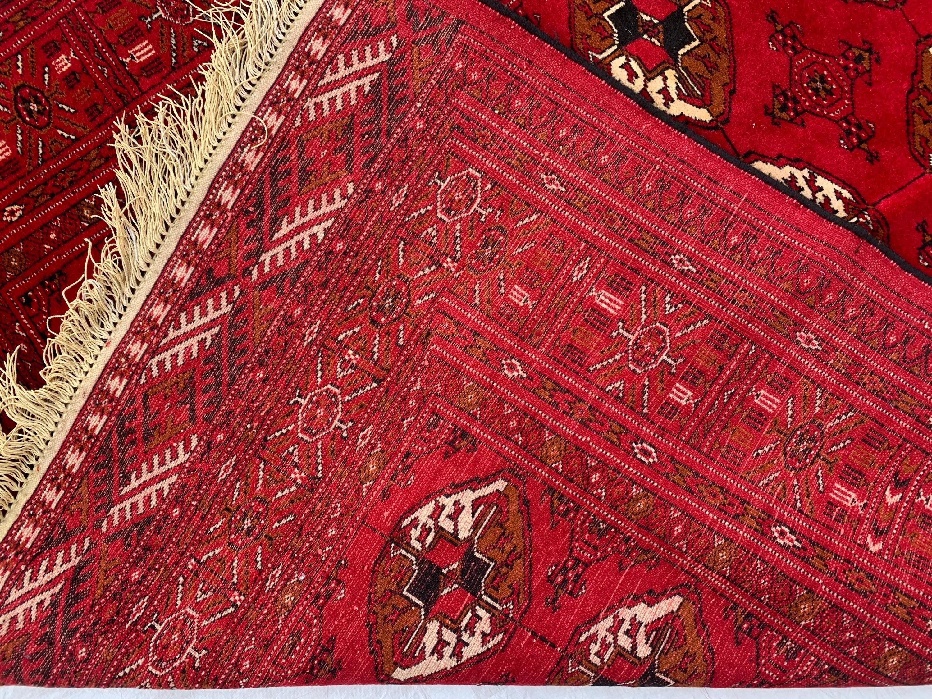 4x7 Antique Ahal Gul Rug – Handwoven Turkmen Wool Rug for Living Room or Office | Vintage Oriental Carpet, Rustic Home Decor Rug 4.6x6.7 ft