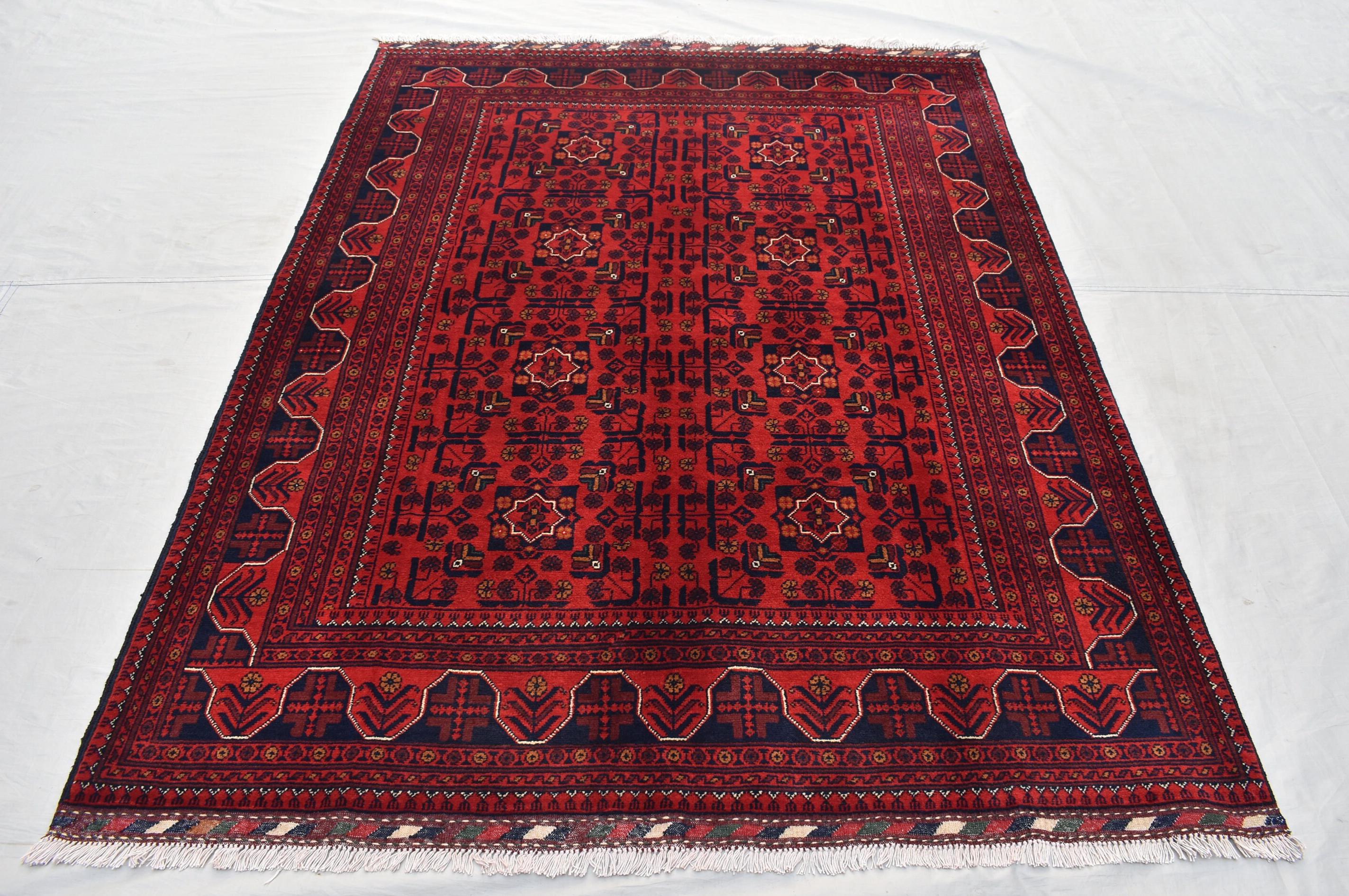 5x7 Medium Size Handmade Bukhara Rug–Vintage Red Wool Area Rug–Oriental Afghan Carpet–Traditional Boho Home Decor–Persian Style Rug4.11x6.11