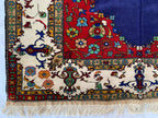 4x7 Medium Size Handmade Persian Rug – Wool Area Rug, Traditional Medallion Design, Red & Navy Blue Carpet, Oriental Home Decor, 4.3x6.10