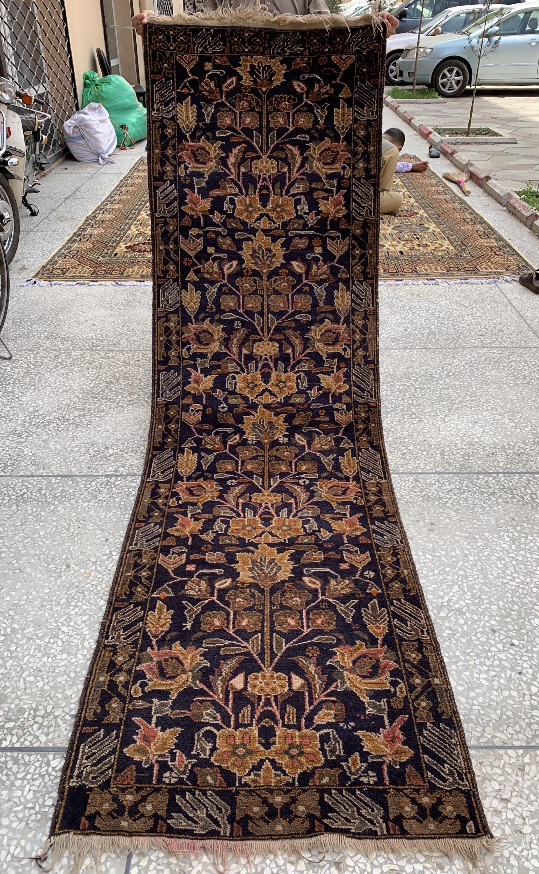 Vintage Baluchi Runner Rug 9.10x2.10 ft – Hand-Knotted Tribal Hallway Runner | Persian Wool Rug | Narrow Oriental Rug | Boho Entryway Decor