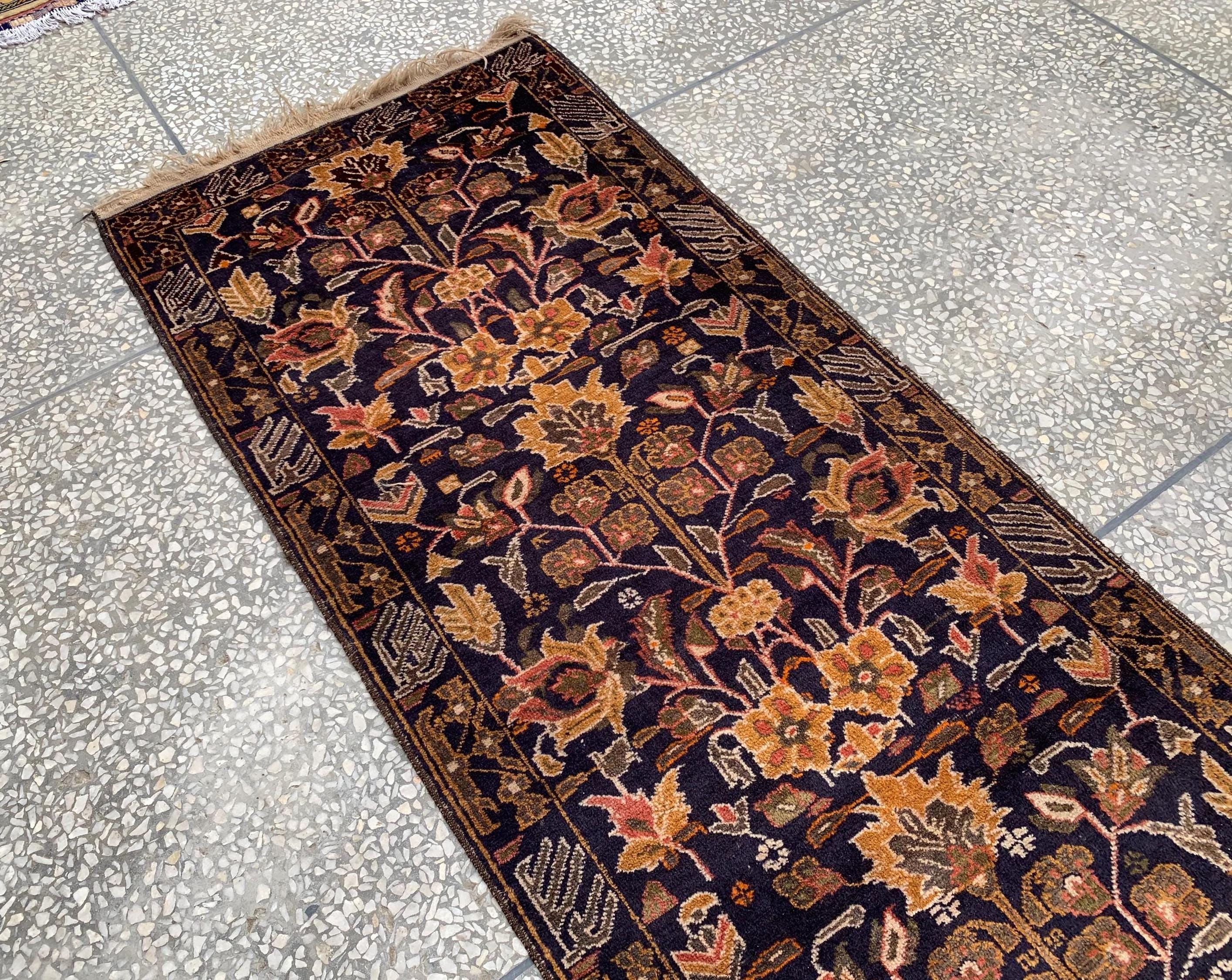 Vintage Baluchi Runner Rug 9.10x2.10 ft – Hand-Knotted Tribal Hallway Runner | Persian Wool Rug | Narrow Oriental Rug | Boho Entryway Decor