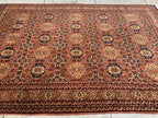 7x10ft Handmade Beljik Mazar Rug –Rust & Beige Afghan Wool Carpet, Tribal Geometric Pattern, High-Quality Area Rug for Living Room or Office