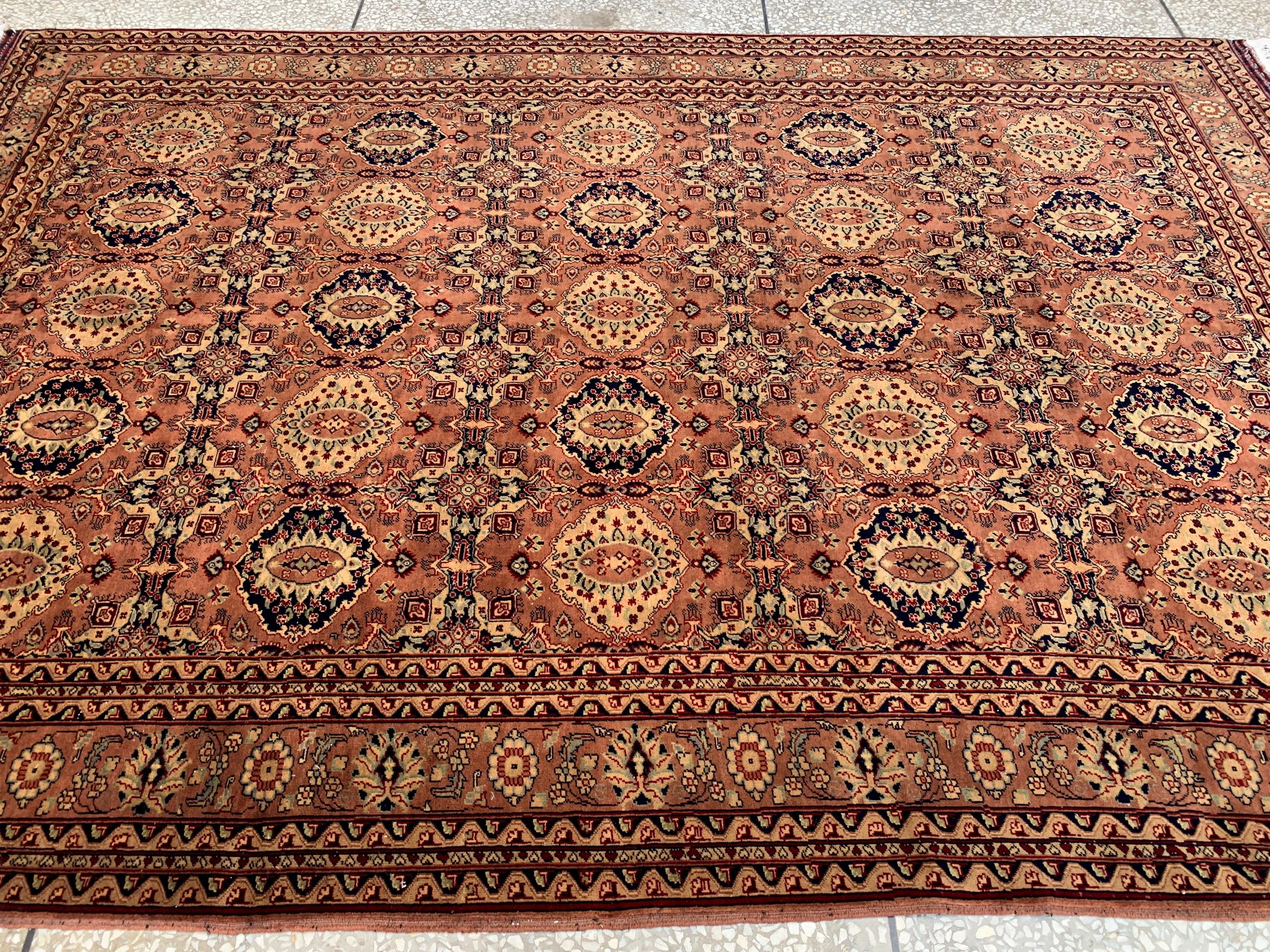 7x10ft Handmade Beljik Mazar Rug –Rust & Beige Afghan Wool Carpet, Tribal Geometric Pattern, High-Quality Area Rug for Living Room or Office