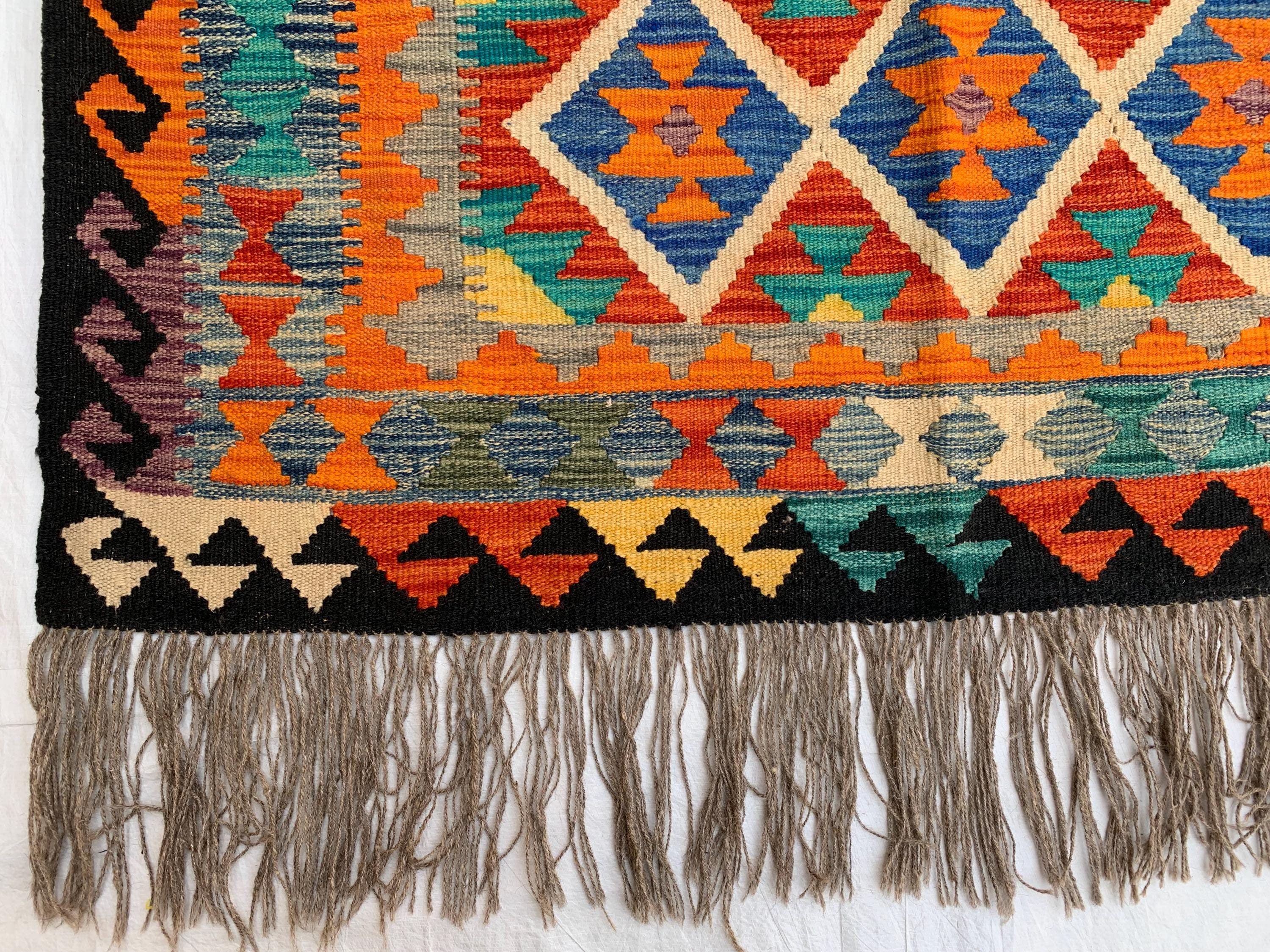 8x10 Handmade Multicolor Afghan Kilim Rug – Wool Tribal Area Rug | Vintage Flatweave Carpet | Boho Geometric Decor | Large Lightweight Rug
