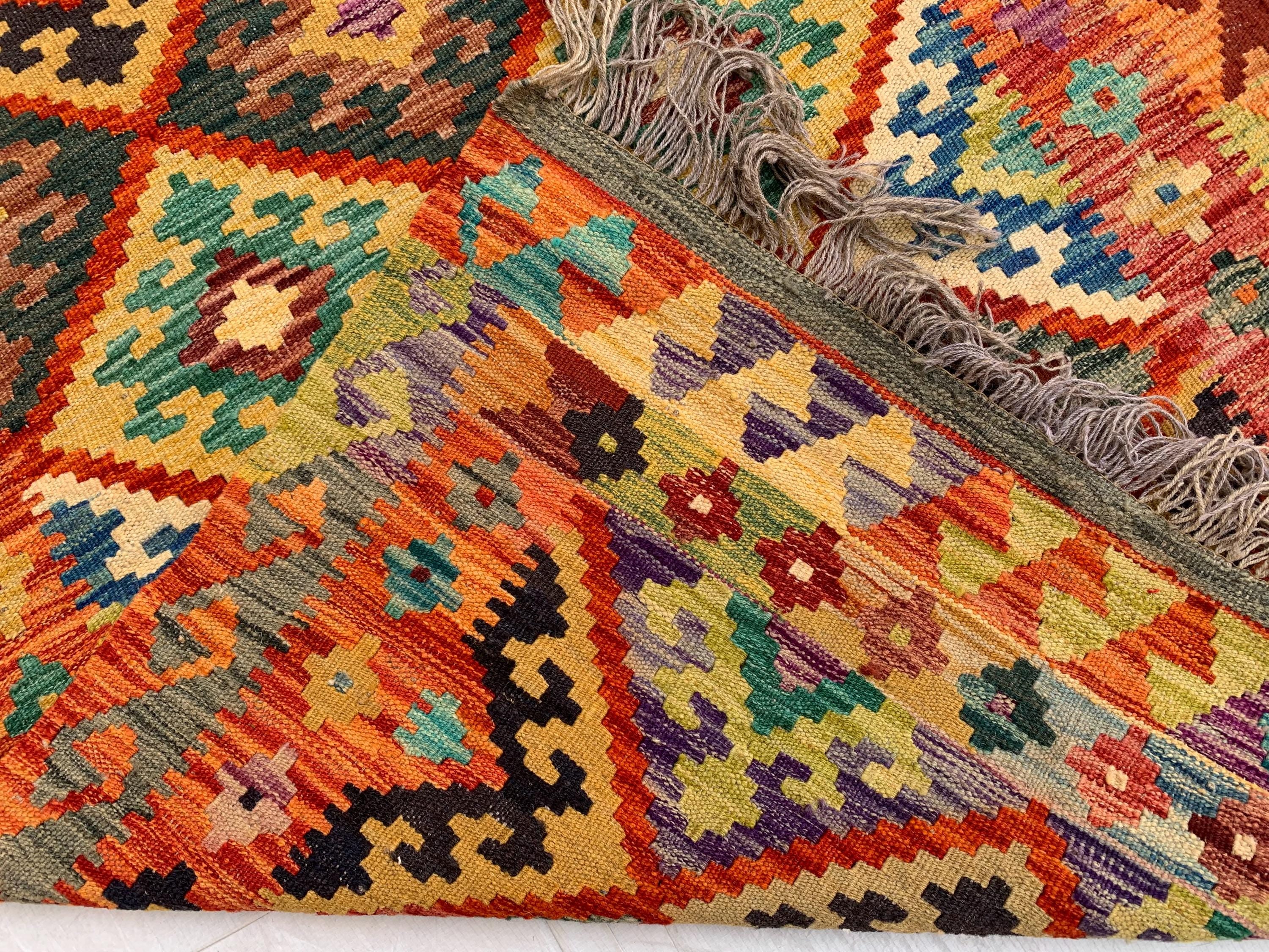 3.5x5 Small Tribal Kilim Rug – Multicolor Handwoven 5x3.5 Ft Wool Area Rug for Entryway, Kitchen, or Wall Hanging | Boho Vintage Decor