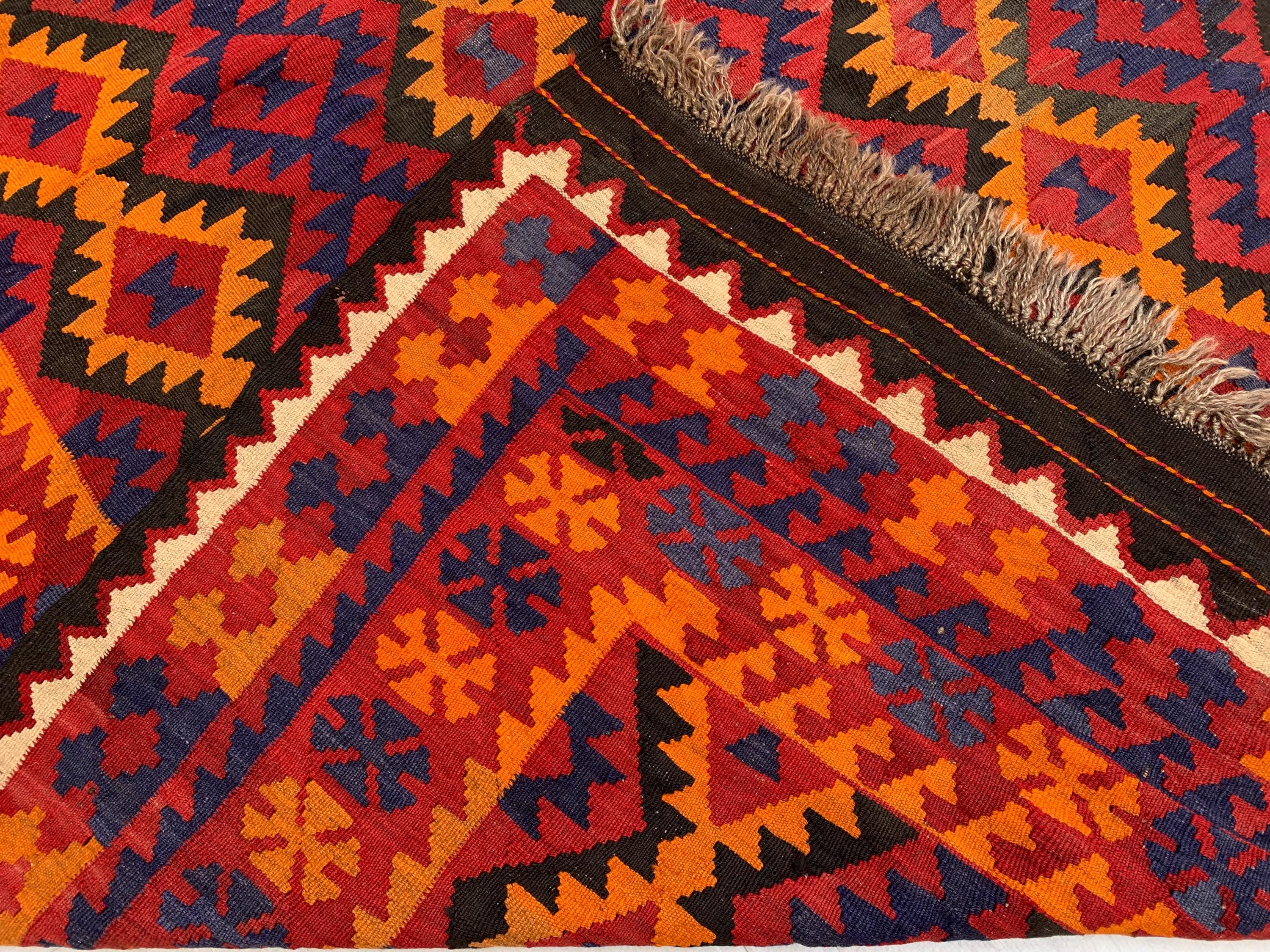 7x9 Large Afghan Tribal Kilim Rug – Handwoven Wool Area Rug | Vintage Boho Decor for Living Room or Bedroom, Rustic Home Decor 9.5x6.10 ft