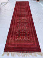 Vintage Waziri Runner Rug 10x2.9 – Hand-Knotted Tribal Hallway Rug, Boho Wool Carpet, Persian Style Narrow Runner Collectible rug, 304x82cm
