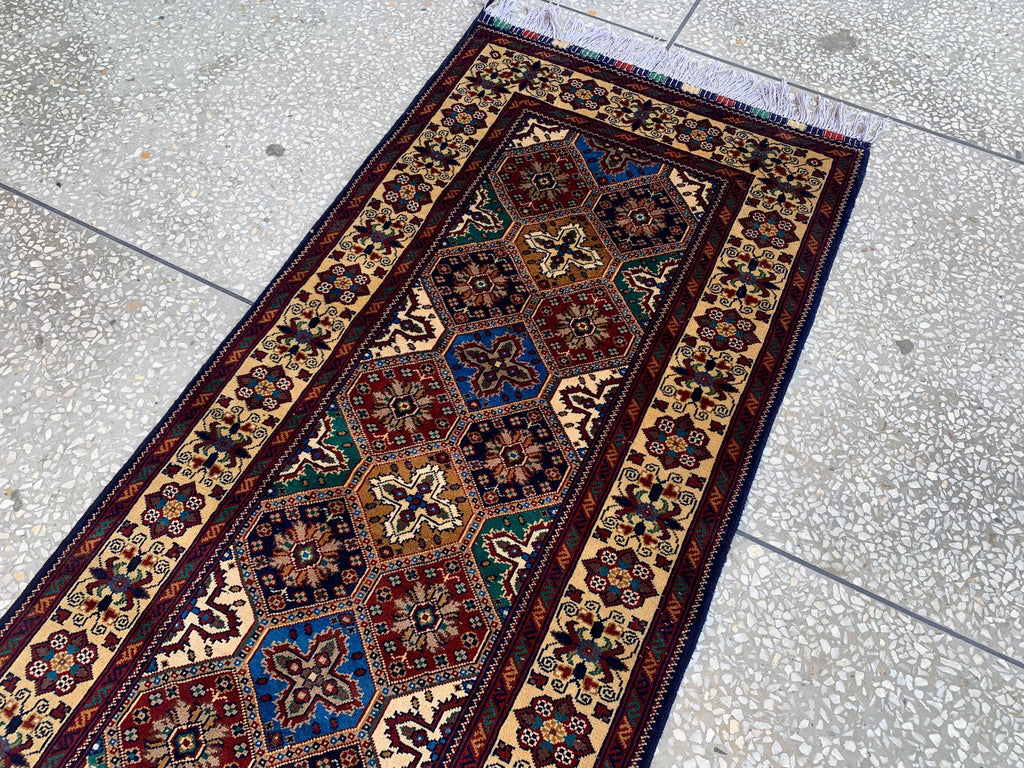 Handmade Runner Rug 12.10 x 3 | Custom Wool & Cotton Rug |Multicolor Unique Area Runner for Hallway, Living Room, or Entryway 391x90cm