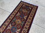 Handmade Runner Rug 12.10 x 3 | Custom Wool & Cotton Rug |Multicolor Unique Area Runner for Hallway, Living Room, or Entryway 391x90cm