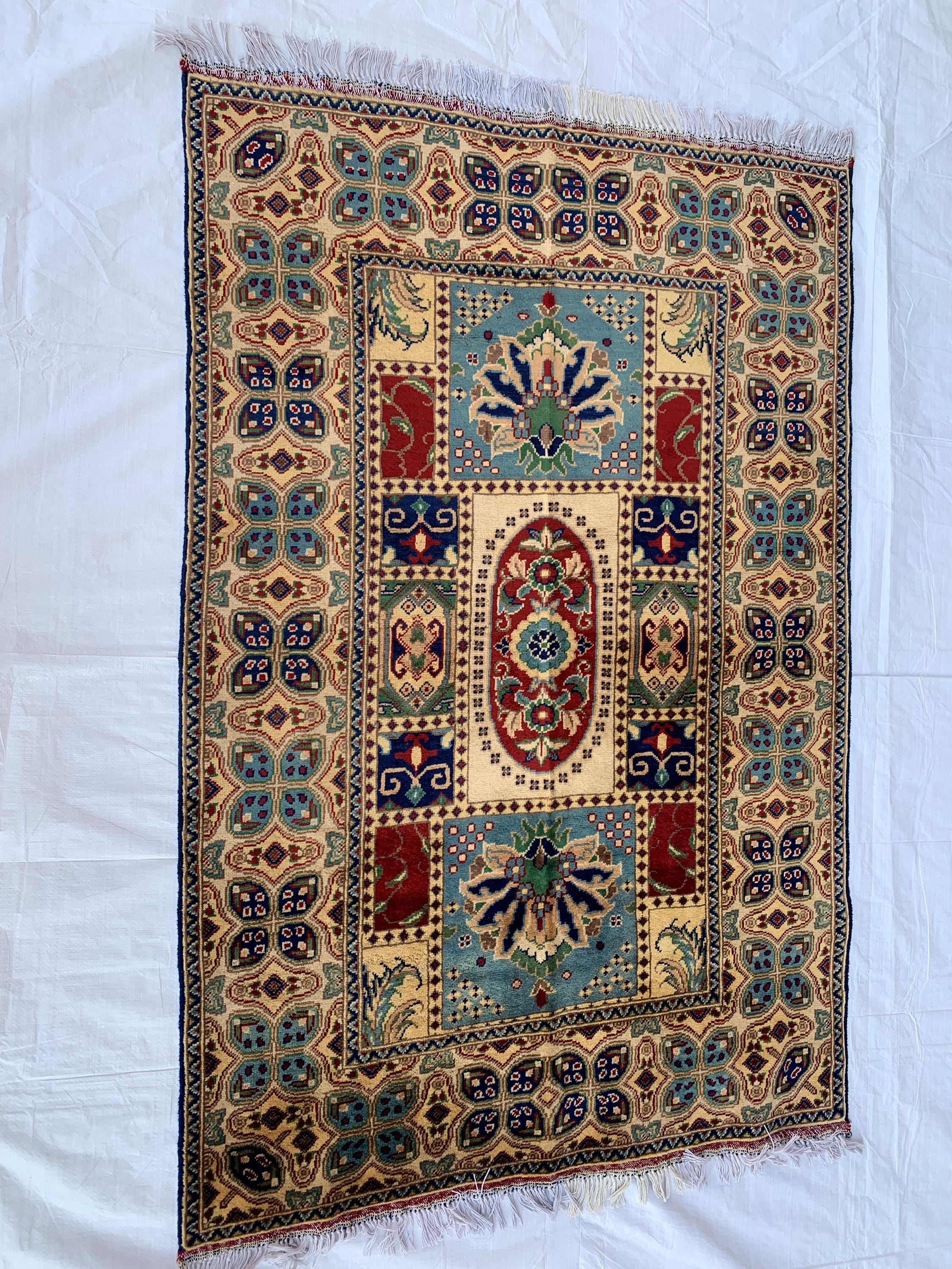 Handwoven Beljik Naksha Rug 5.1x3 ft – Vintage Tribal Wool Area Rug – Afghan Nomadic Carpet – Boho Oriental Home Decor – Small Handmade Rug