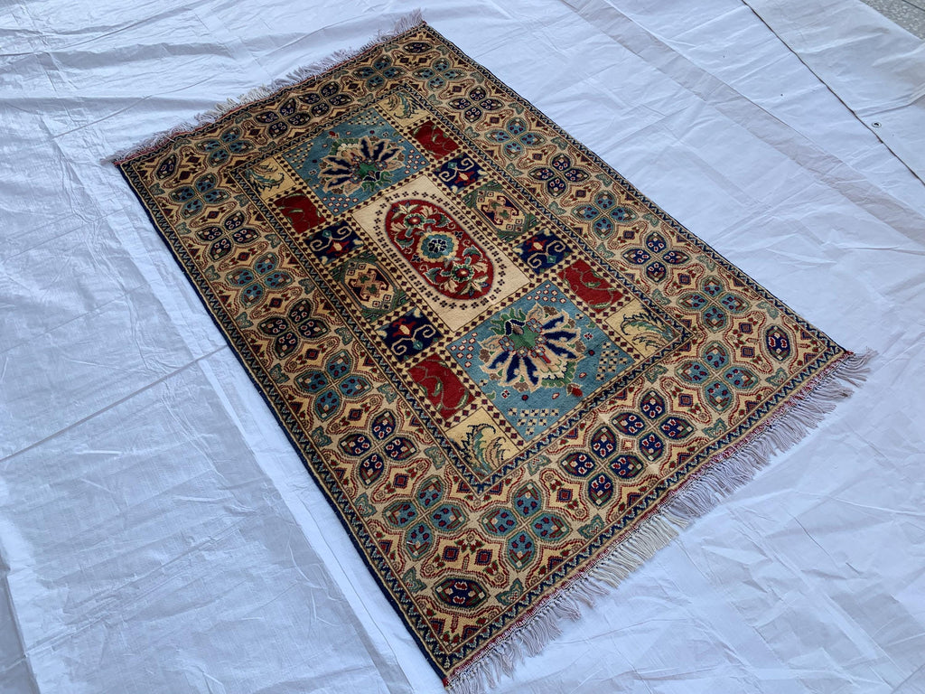 Handwoven Beljik Naksha Rug 5.1x3 ft – Vintage Tribal Wool Area Rug – Afghan Nomadic Carpet – Boho Oriental Home Decor – Small Handmade Rug