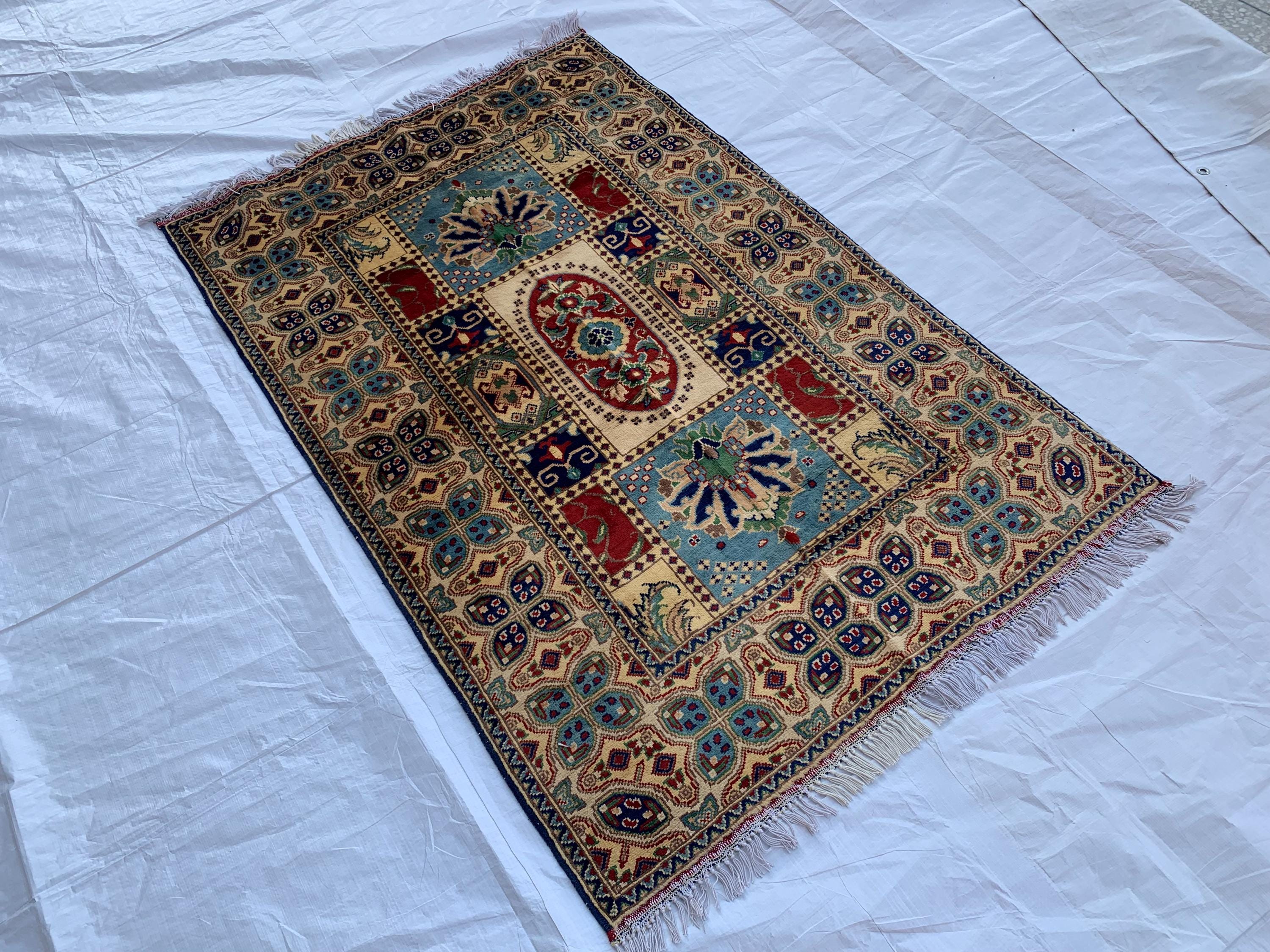 Handwoven Beljik Naksha Rug 5.1x3 ft – Vintage Tribal Wool Area Rug – Afghan Nomadic Carpet – Boho Oriental Home Decor – Small Handmade Rug