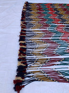 Handwoven Tribal Wall Hanging–Large 6.9x8.5ft Boho Tapestry, Colorful Ikat Pattern with Kilim Border–Bohemian Home Decor, Ethnic Textile Art
