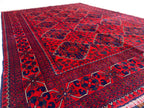 5x7 Turkmen Medium Area Rug, Afghan Handmade Bukhara Design Wool Red Rug, Living Room, 150x200 Dining Table Carpet, Vintage Style Rug