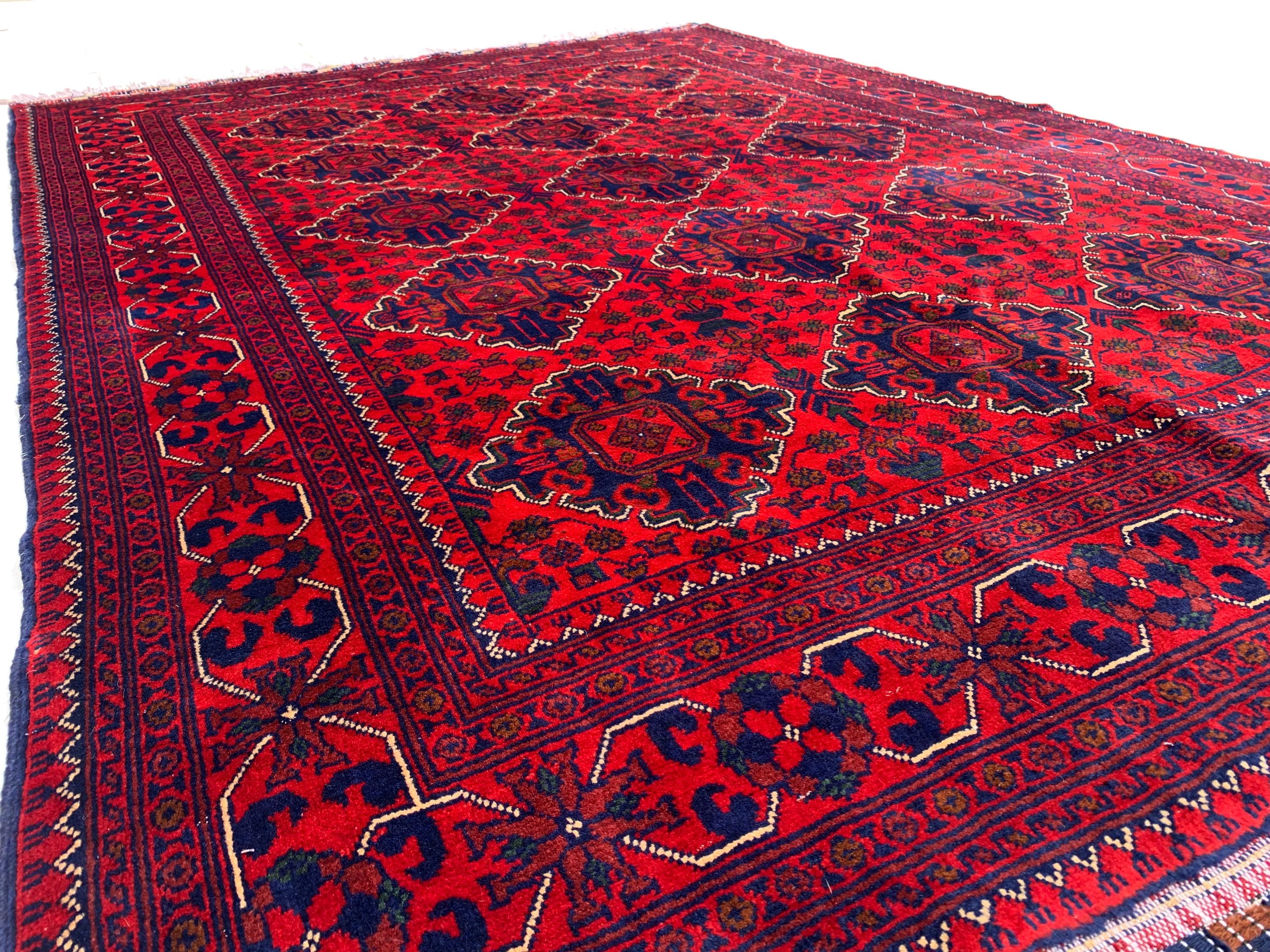 5x7 Turkmen Medium Area Rug, Afghan Handmade Bukhara Design Wool Red Rug, Living Room, 150x200 Dining Table Carpet, Vintage Style Rug
