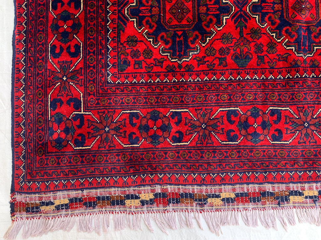 5x7 Turkmen Medium Area Rug, Afghan Handmade Bukhara Design Wool Red Rug, Living Room, 150x200 Dining Table Carpet, Vintage Style Rug