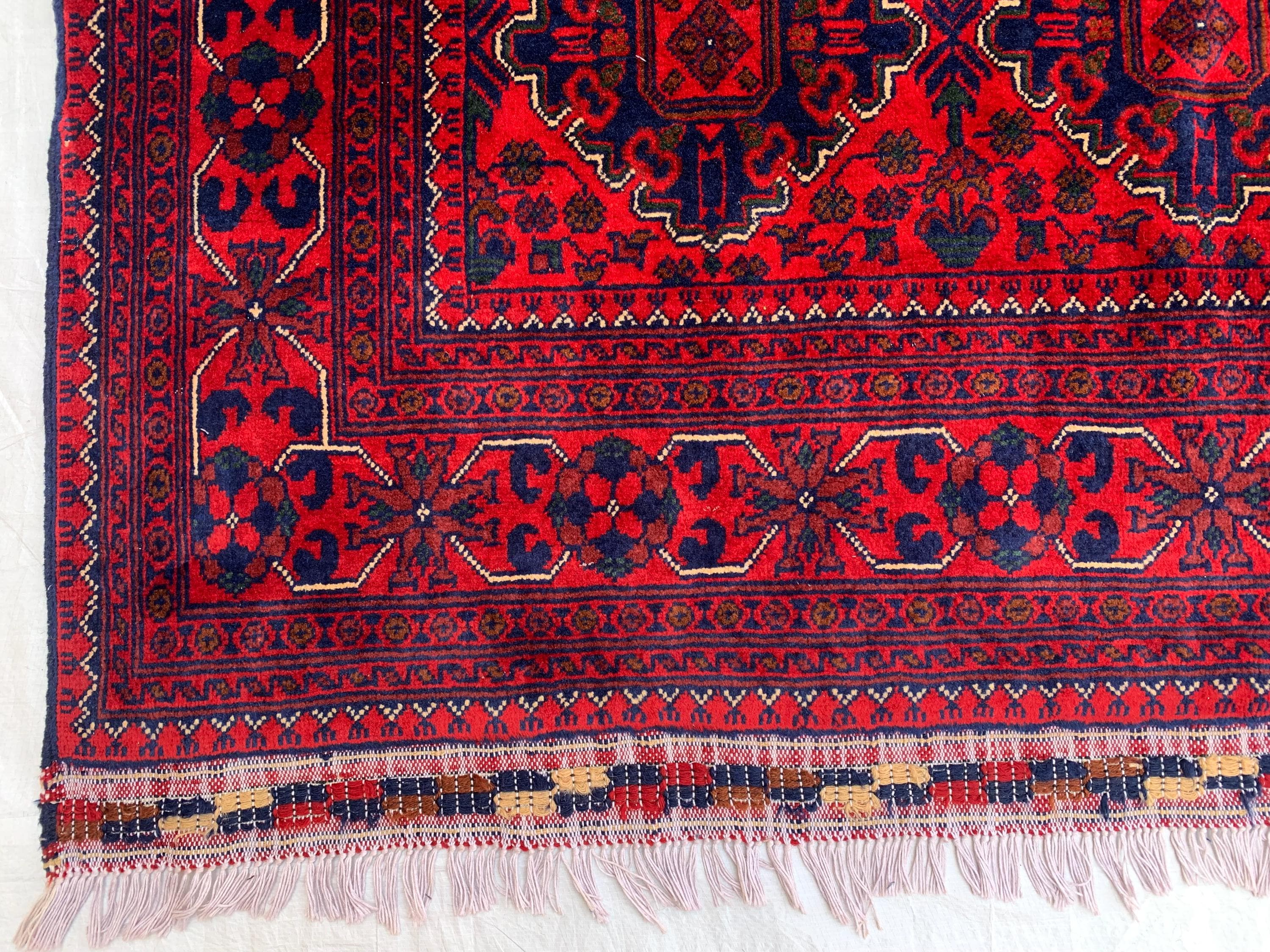 5x7 Turkmen Medium Area Rug, Afghan Handmade Bukhara Design Wool Red Rug, Living Room, 150x200 Dining Table Carpet, Vintage Style Rug