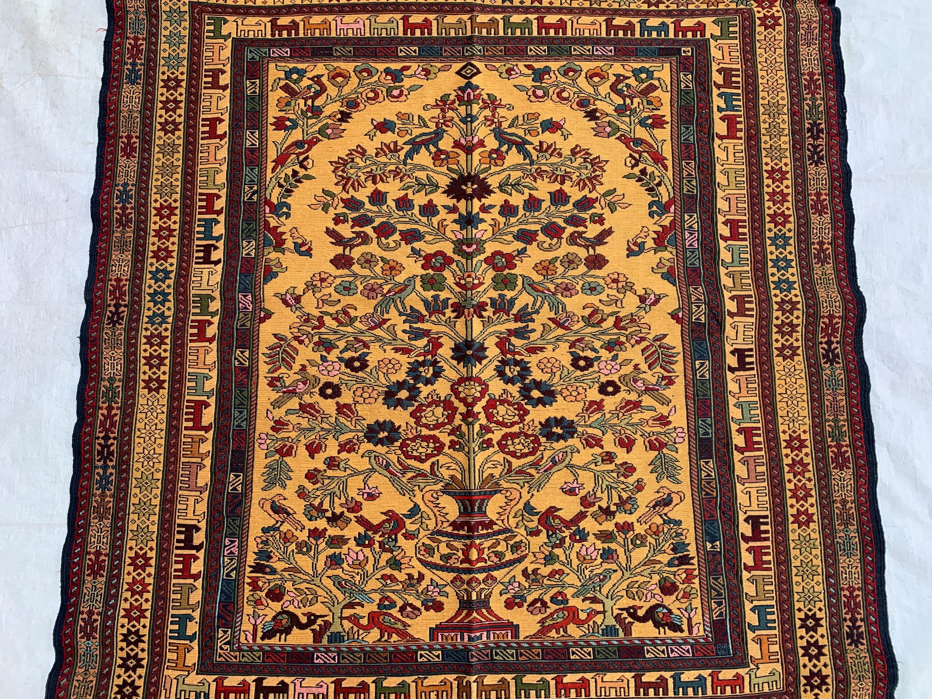 Antique Handmade Colorful Kilim Rug 6.7x3.10ft –Wool Persian Runner, Turkmen Tribal Vintage Carpet, Boho Floor Mat, Functional Hallway Decor