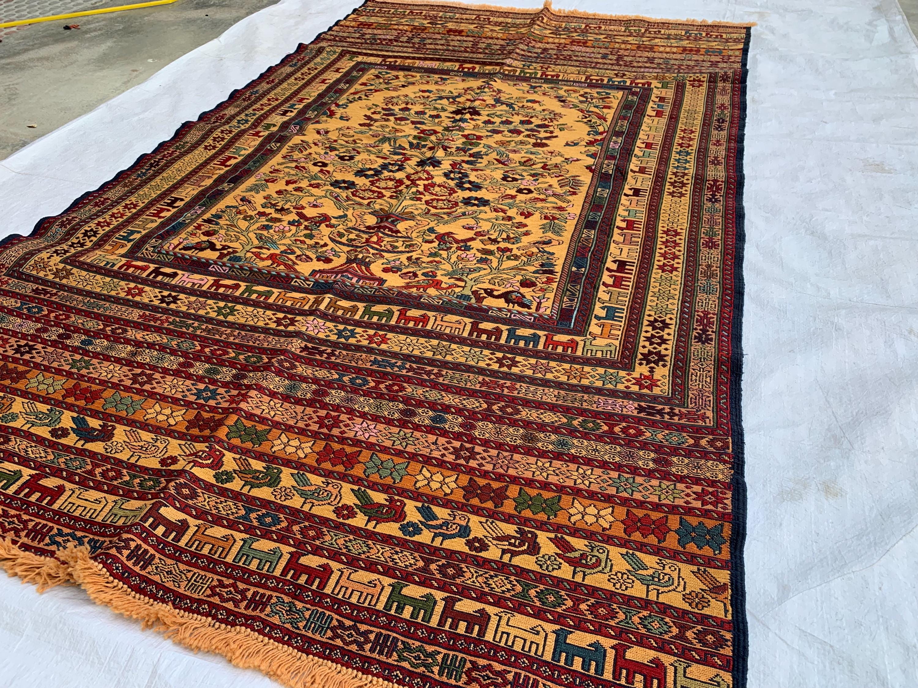 Antique Handmade Colorful Kilim Rug 6.7x3.10ft –Wool Persian Runner, Turkmen Tribal Vintage Carpet, Boho Floor Mat, Functional Hallway Decor