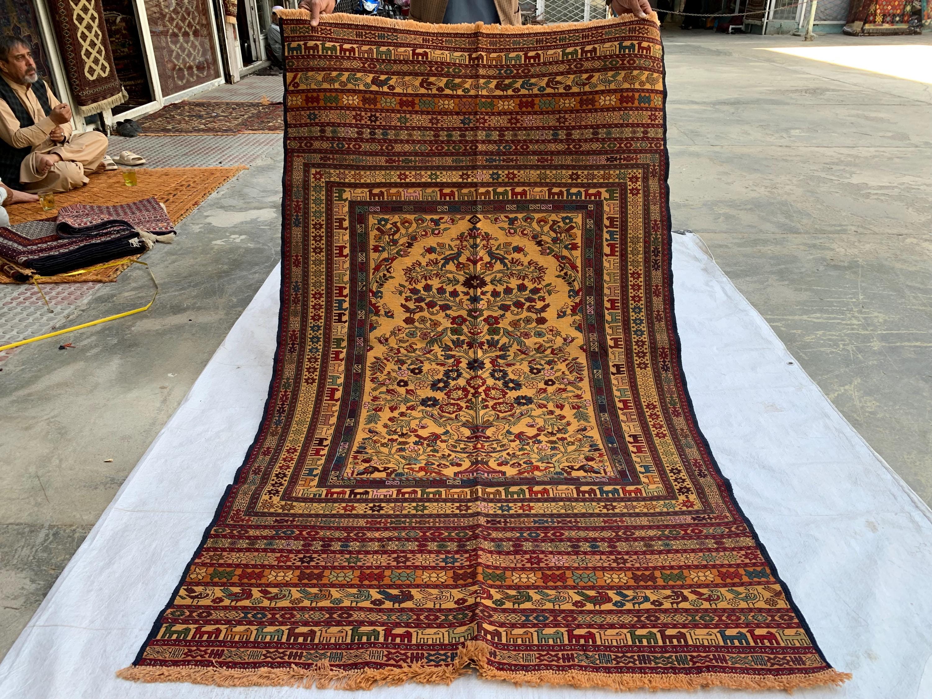 Antique Handmade Colorful Kilim Rug 6.7x3.10ft –Wool Persian Runner, Turkmen Tribal Vintage Carpet, Boho Floor Mat, Functional Hallway Decor