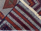 Antique Kilim Rug 6.2x3.11ft –Handmade Wool Tribal Carpet, Grey and Red Vintage Runner, Persian Boho Decor, Rustic Area Rug, Collectible Rug