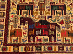 Pictorial Vintage Rug 5.6x4.1 ft – Handmade Wool Animal Scene Carpet, Tribal Wall Hanging, Persian Boho Decor, Rustic Art Rug, Farmhouse rug