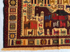 Pictorial Vintage Rug 5.6x4.1 ft – Handmade Wool Animal Scene Carpet, Tribal Wall Hanging, Persian Boho Decor, Rustic Art Rug, Farmhouse rug