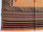 Vintage Square Kilim Rug 4.9x3.9 ft – Handwoven Wool Bronze Carpet, Tribal Geometric Pattern, Boho Ethnic Area Rug, Rug for Kitchen, Bedroom