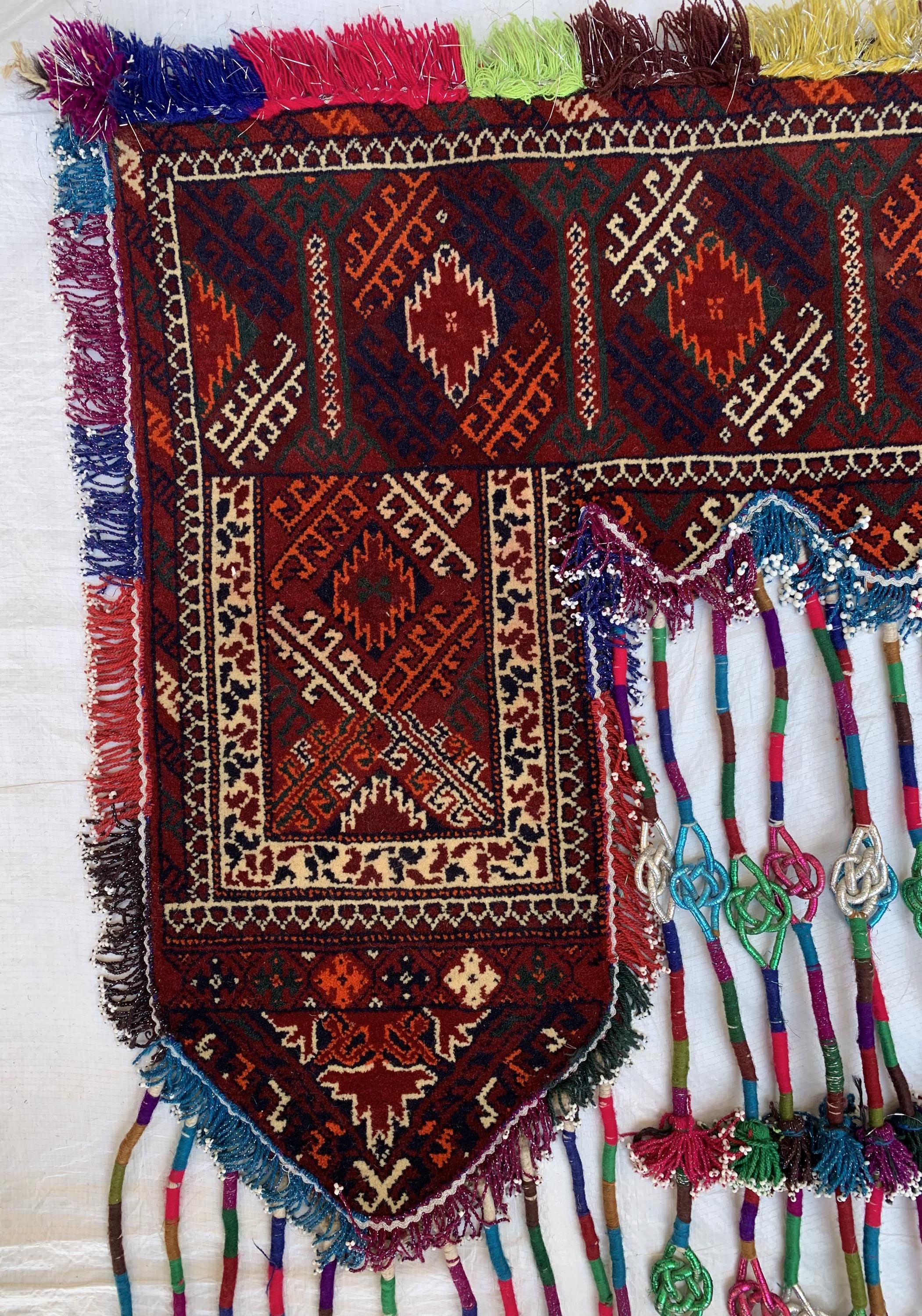 Handmade Tribal Wall Hanging 4.1x4.2 ft–Colorful Boho Beaded Tapestry, Ethnic Kilim Decor, Vintage Afghan Textile, Festival or Wedding Decor