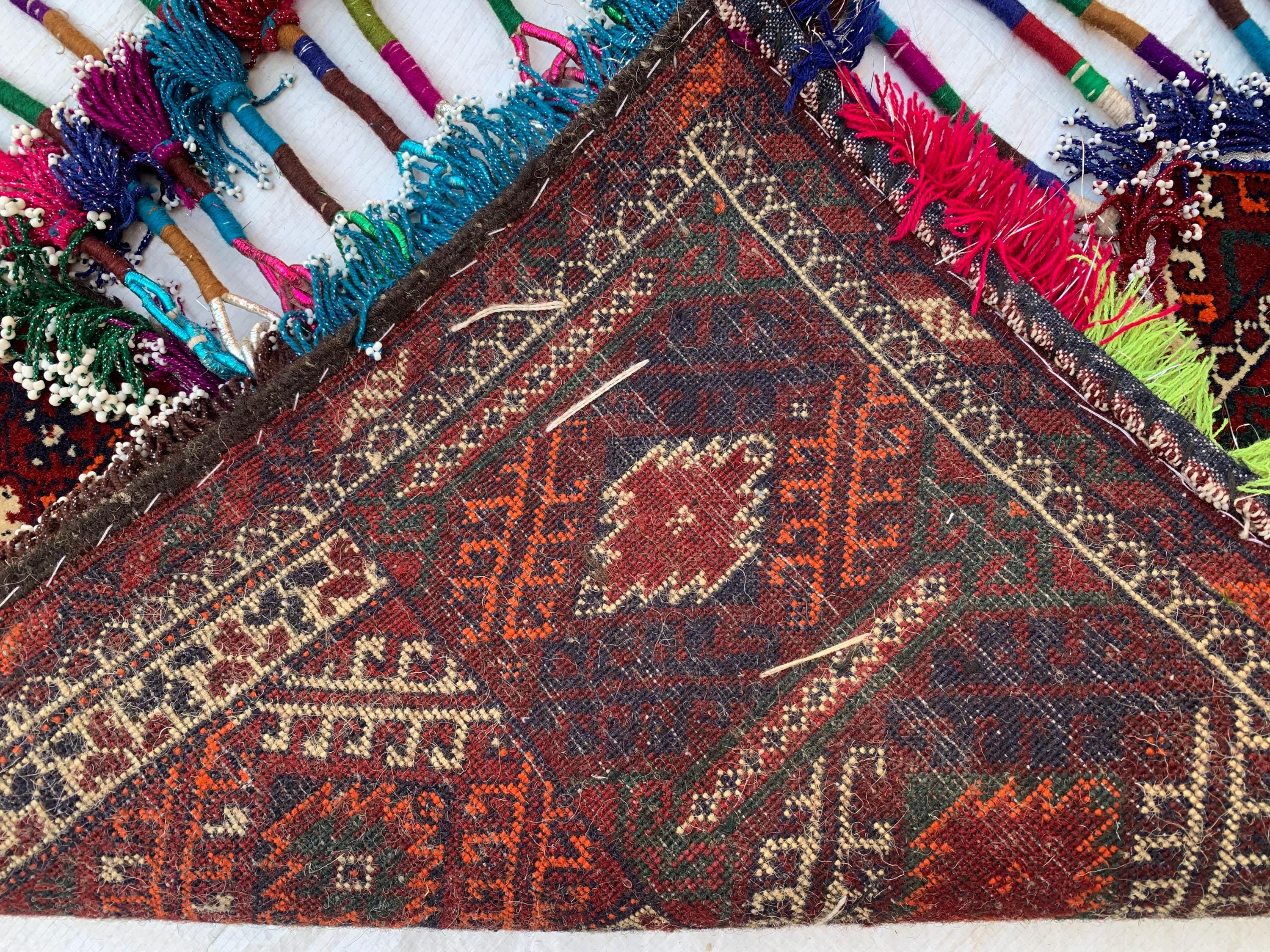 Handmade Tribal Wall Hanging 4.1x4.2 ft–Colorful Boho Beaded Tapestry, Ethnic Kilim Decor, Vintage Afghan Textile, Festival or Wedding Decor
