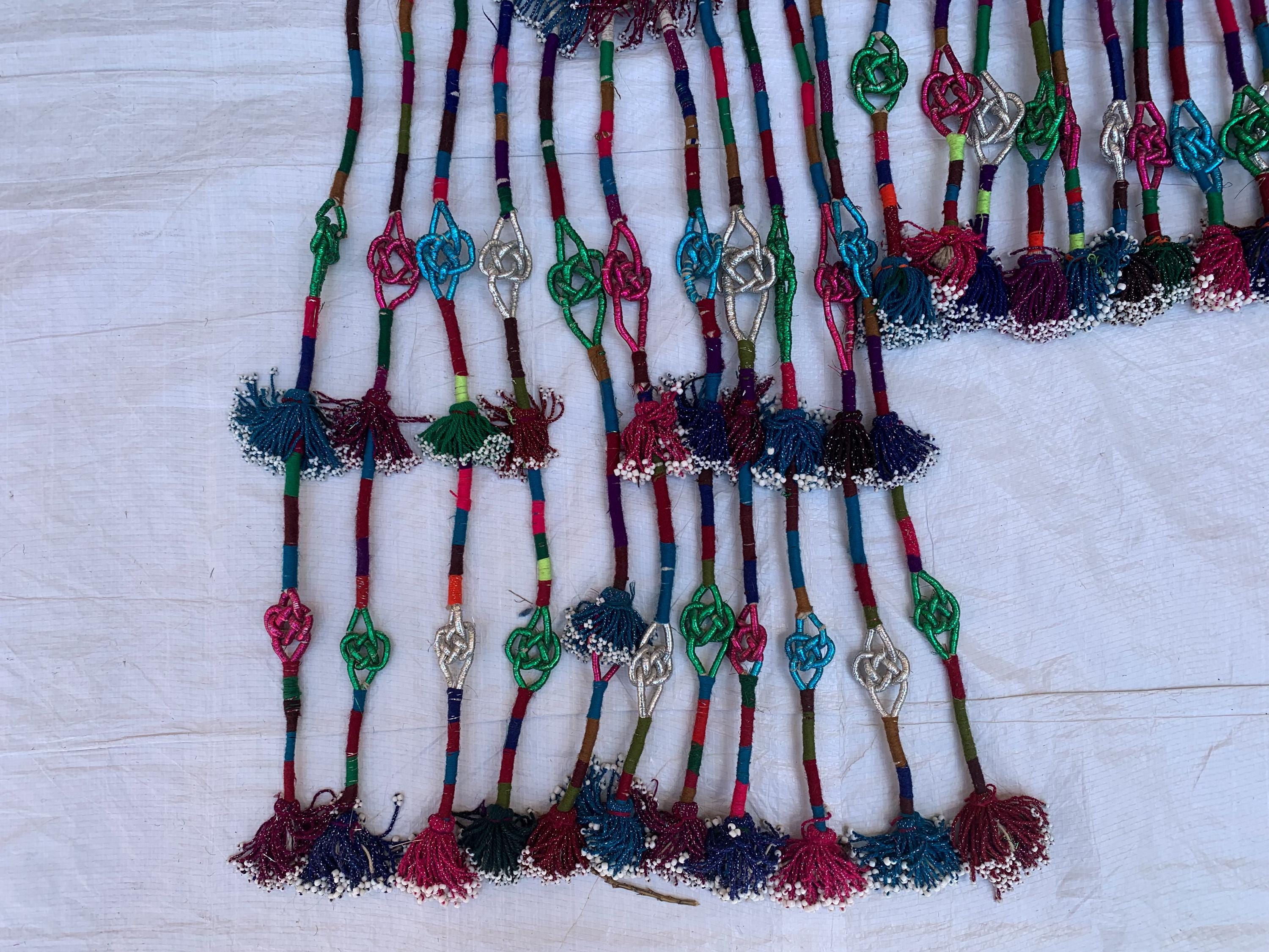Handmade Tribal Wall Hanging 4.1x4.2 ft–Colorful Boho Beaded Tapestry, Ethnic Kilim Decor, Vintage Afghan Textile, Festival or Wedding Decor