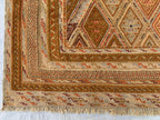 Vintage Afghan Kilim Rug 5x4ft – Handwoven Wool Flatweave, Tribal Geometric Boho Carpet, Earth Tone Area Rug, Entryway or Wall Hanging