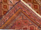 Vintage Kilim Rug 4.2x4 ft | Handmade Afghan Flatweave | Boho Decor | Turkmen Small Area Rug | Rustic Kilim Carpet, Perfect for Kitchen