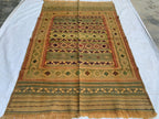 80-Year-Old Vintage Herati Kilim Rug 5.5x3.8 ft | Antique Afghan Flatweave | Collectible Tribal Carpet | Boho Area Rug or Farmhouse rug