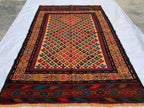 4x6ft, Vintage Kilim Rug | Burgundy Red Handmade Afghan Flatweave | Tribal Geometric Boho Area Carpet, Livingroom Rug, Farmhouse rug