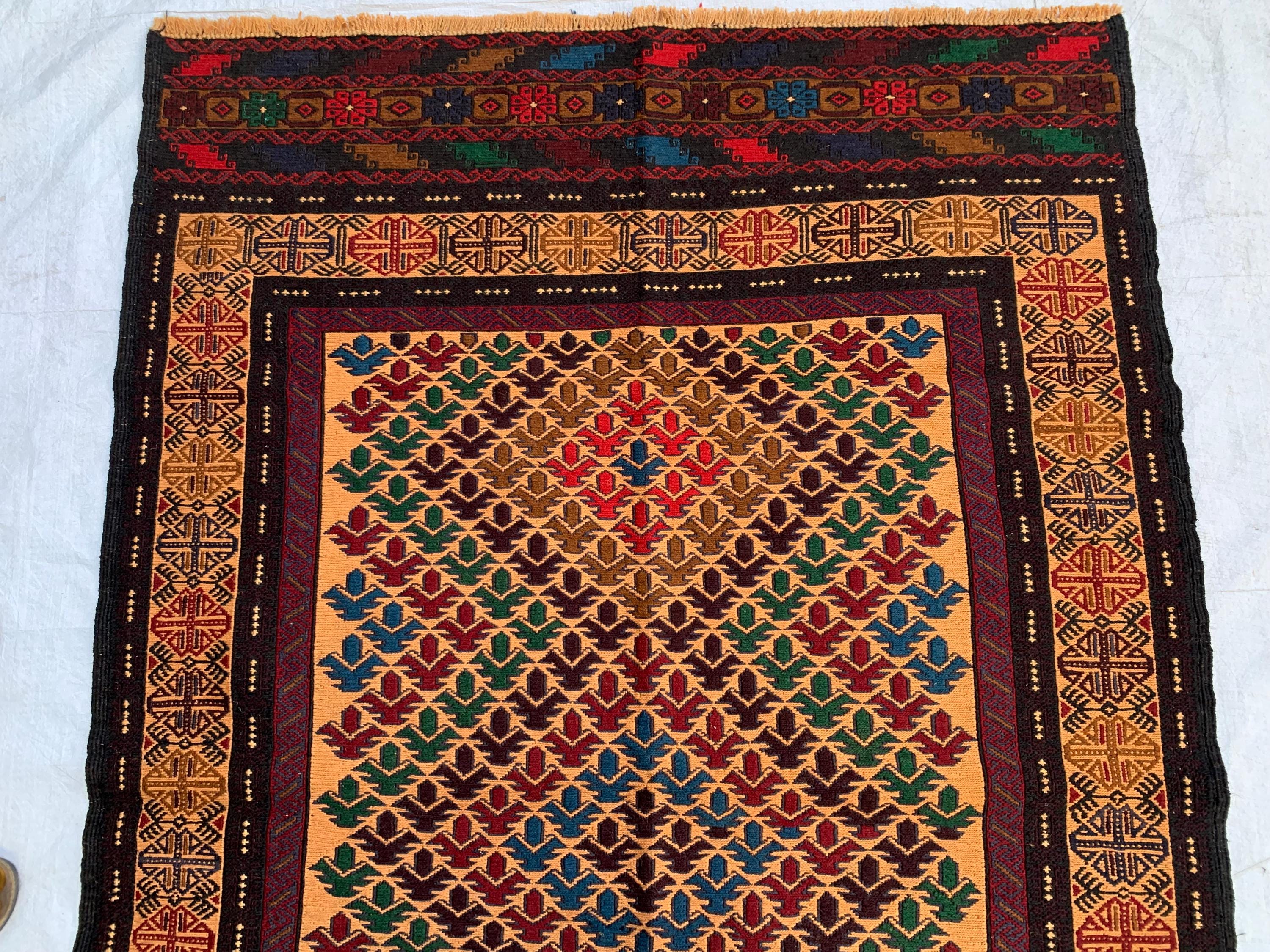 4x6ft, Vintage Kilim Rug | Burgundy Red Handmade Afghan Flatweave | Tribal Geometric Boho Area Carpet, Livingroom Rug, Farmhouse rug